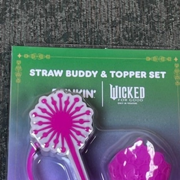 Dunkin Wicked For Good Set of Straw Accessories Witch Broom Lollipop Cup‎ Topper - Picture 2 of 6